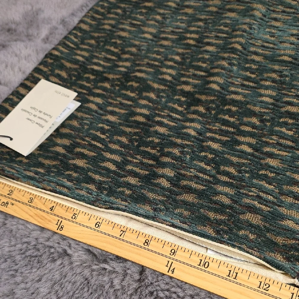 West Elm Jasper Green Beige Textured Chenille Pillow Cover 16x16 Bundle Of2